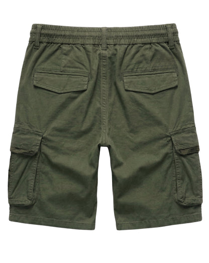 L'MONTE Men's Cotton Casual Army Green Elastic Waist Cargo Shorts My Store