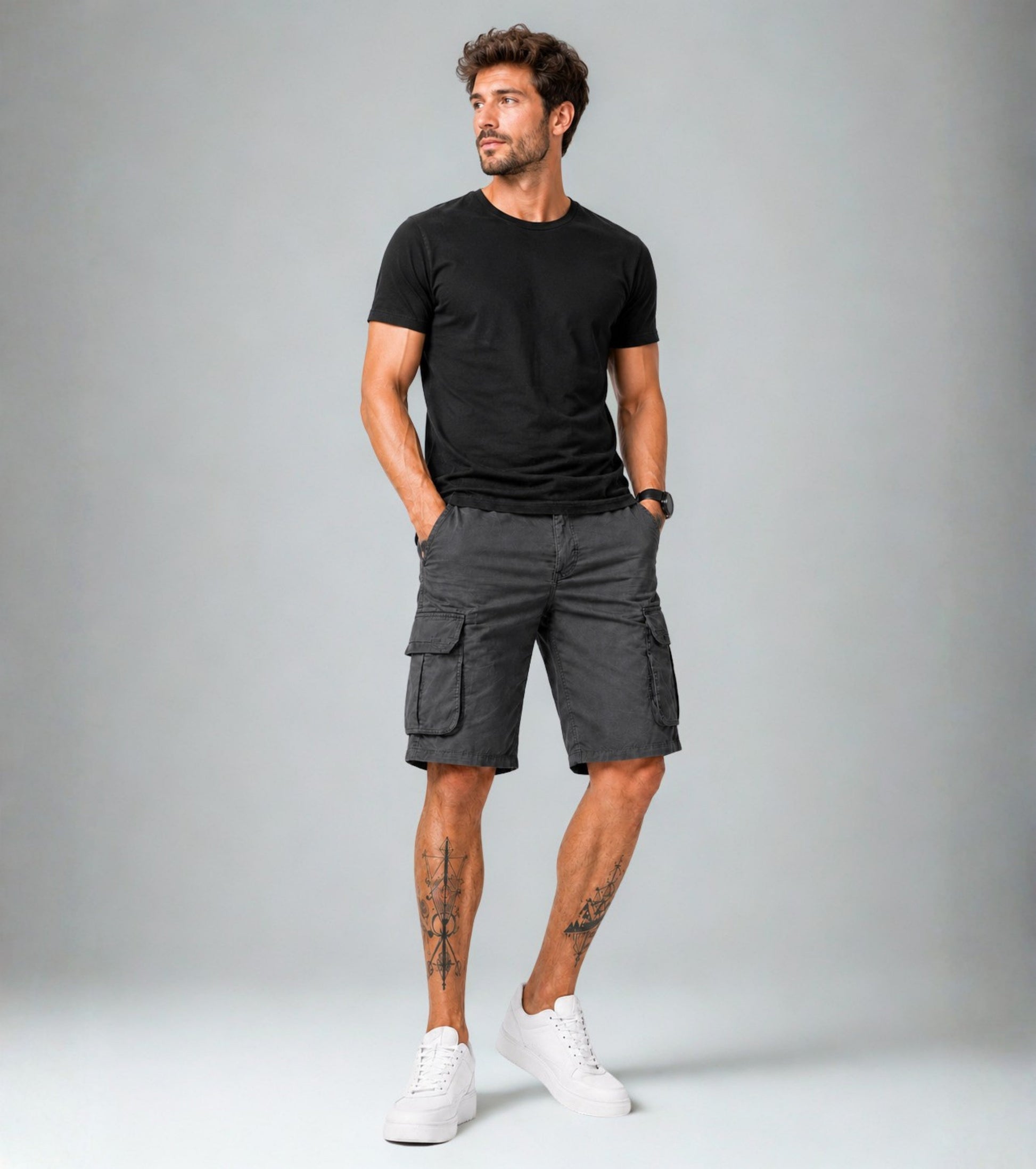L'MONTE Men's Cotton Casual Elastic Waist Cargo Shorts My Store