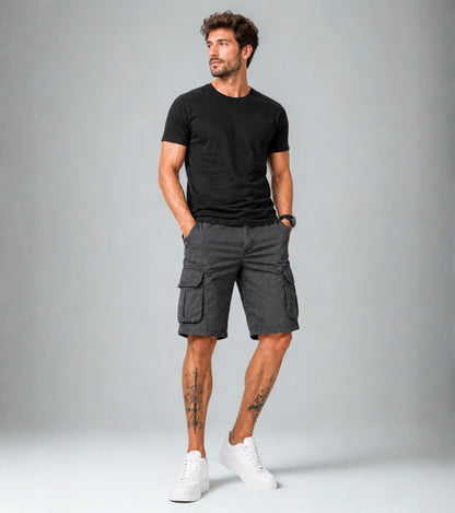 L'MONTE Men's Cotton Casual Elastic Waist Cargo Shorts My Store