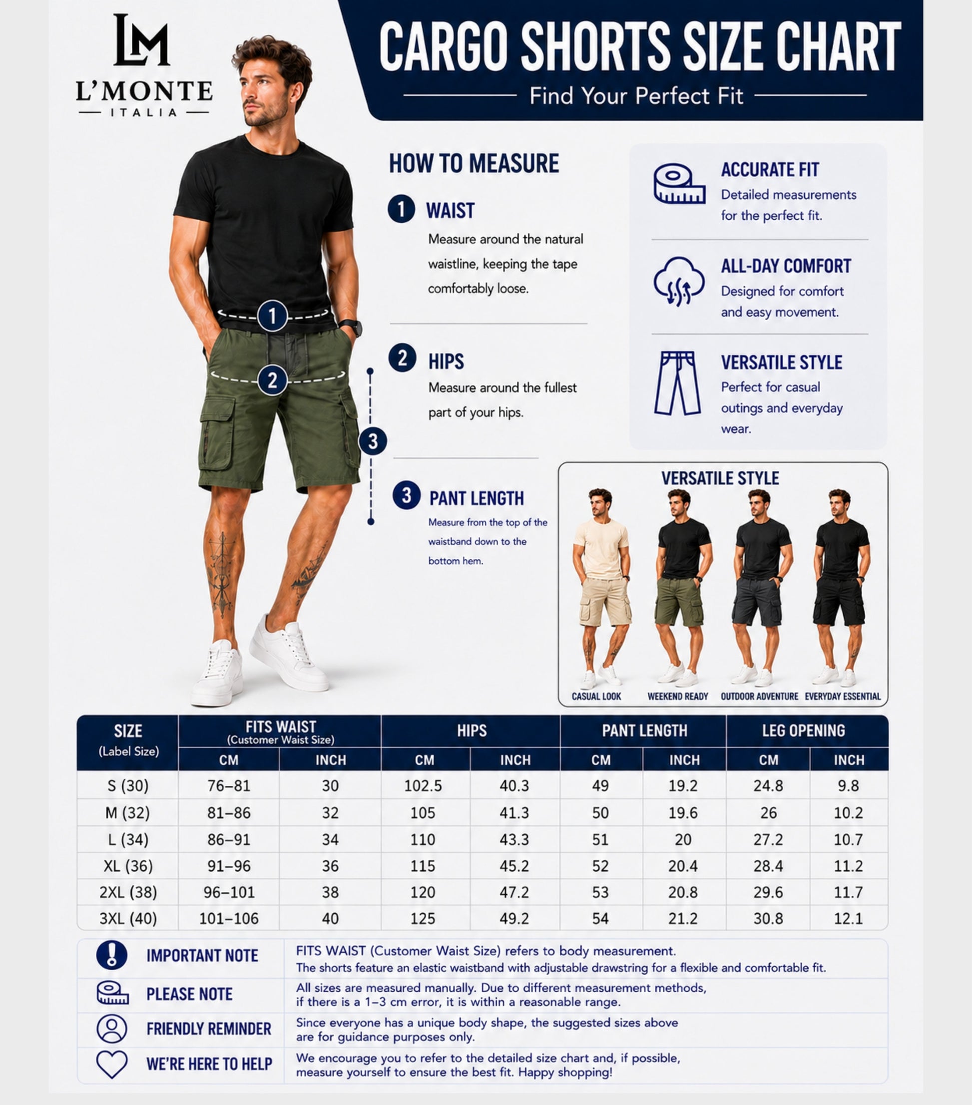 L'MONTE Men's Cotton Casual Army Green Elastic Waist Cargo Shorts My Store