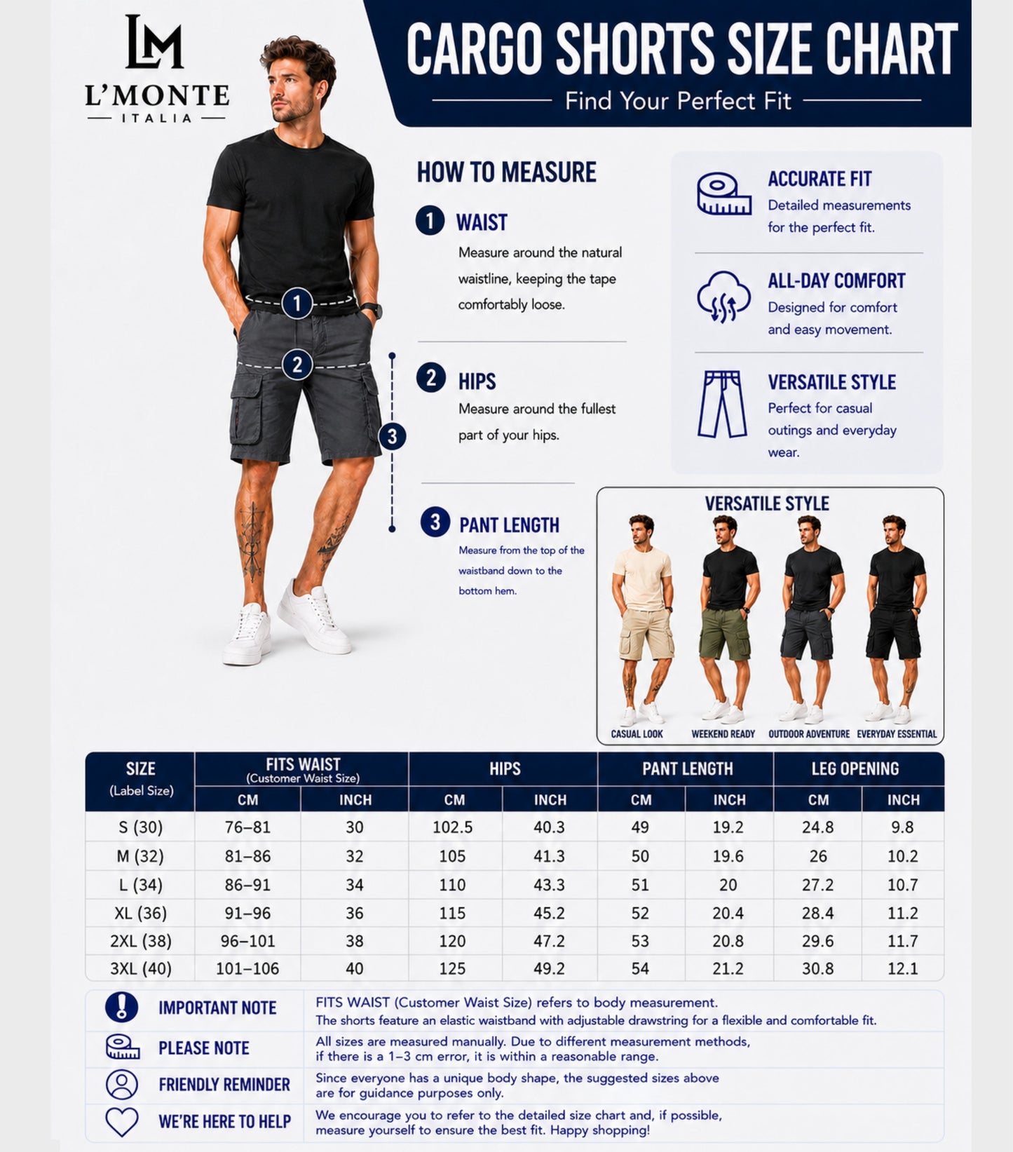 L'MONTE Men's Cotton Casual Elastic Waist Cargo Shorts My Store