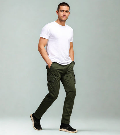 L'MONTE Imported Men's Regular Fit Casual Green Cotton Cargo Joggers My Store
