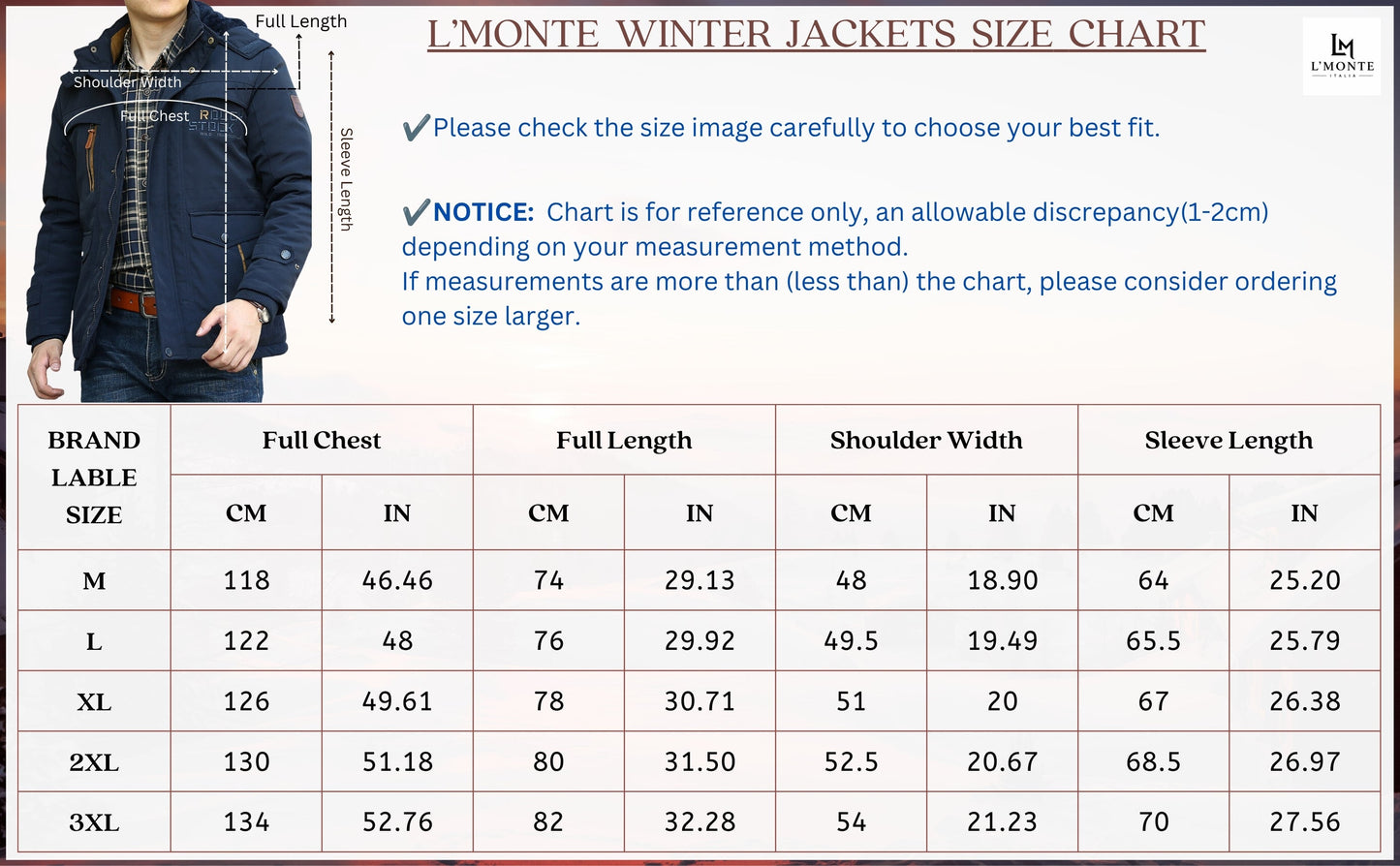 L'MONTE Men's Dark Blue Heavy-Duty Parka Jacket My Store