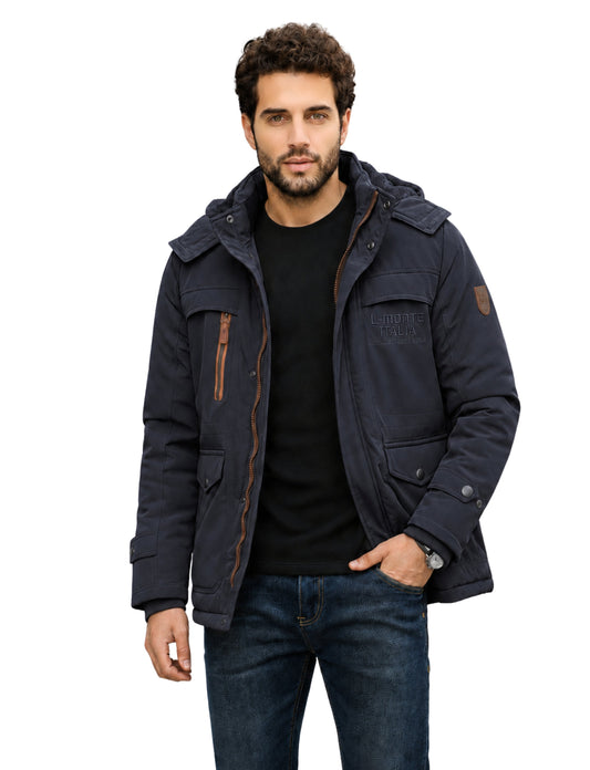 L’MONTE Imported Men’s Winter Black Parka Jacket | Fleece Lined Casual Jacket with Detachable Hood My Store