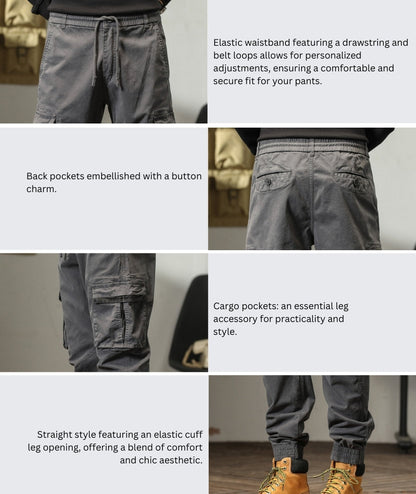 L'MONTE Imported Men's Slim Fit Casual Grey Cotton Cargo Joggers My Store