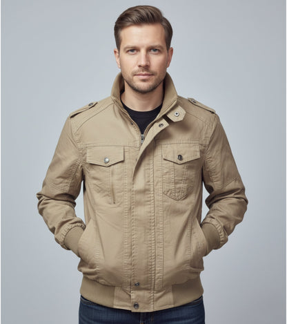 L'MONTE Men's Khaki Casual Bomber Jacket My Store