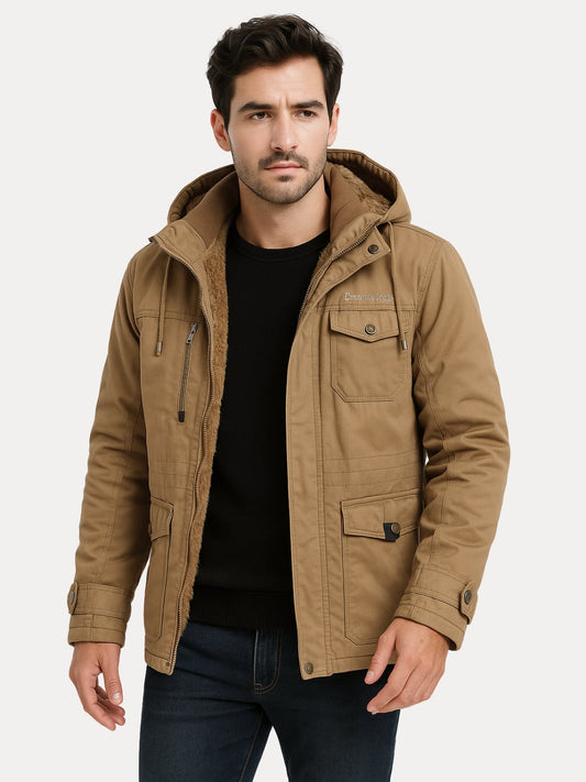 L'MONTE Men's Khaki Heavy-Duty Winter Cargo Jacket My Store