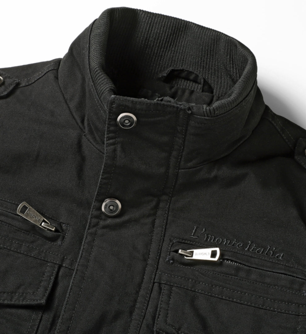 L'MONTE Men's Black Military-Style Cargo Winter Jacket My Store