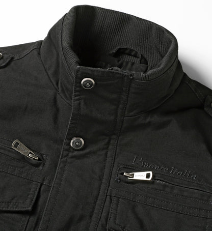L'MONTE Men's Black Military-Style Cargo Winter Jacket My Store