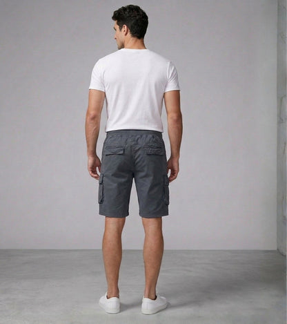 L'MONTE Imported Men's Grey Slim Fit Cotton Cargo Shorts – Casual Summer Multi Pocket Outdoor Shorts My Store