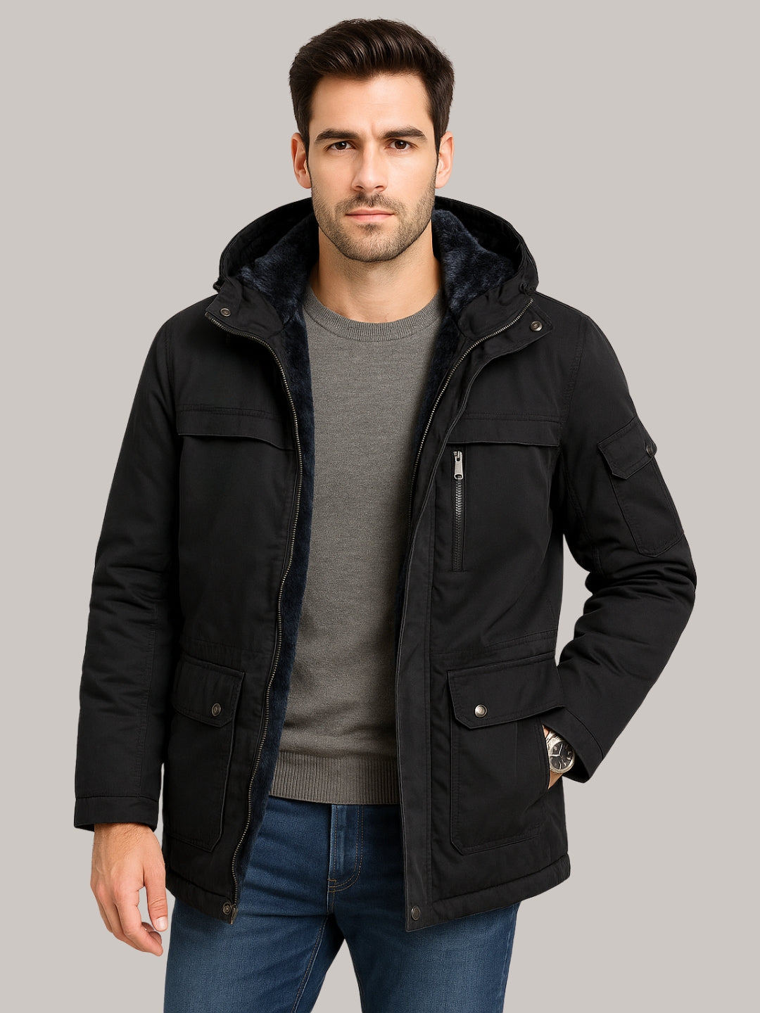 L'MONTE Men's Black Heavy-Duty Winter Jacket My Store