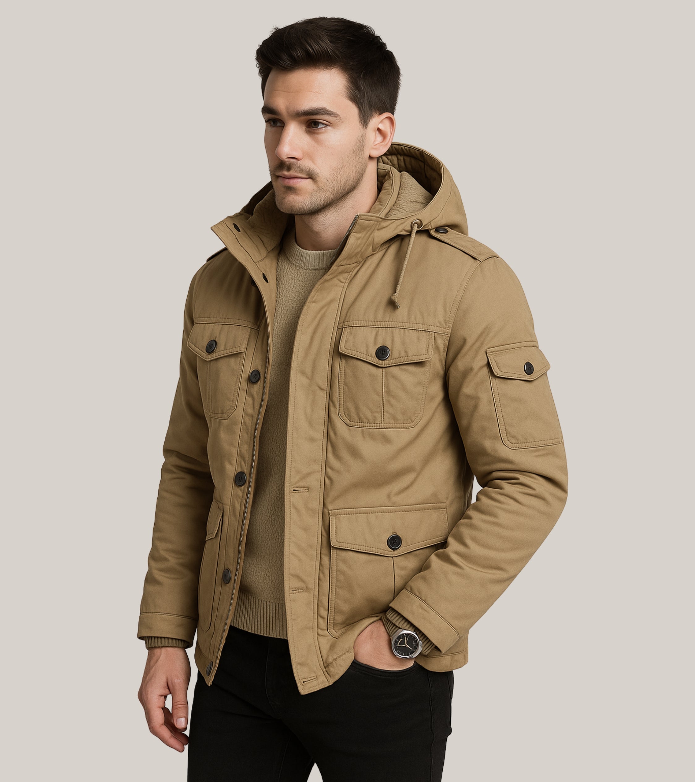 L'MONTE Men's Khaki Heavy-Duty Winter Jacket – Lmonte International