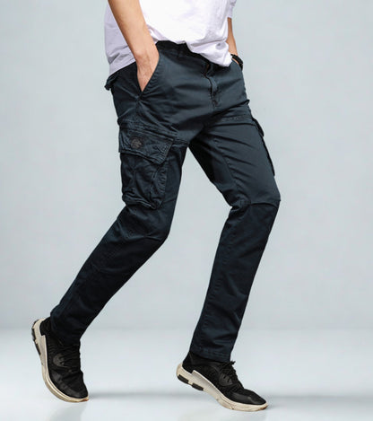 L'MONTE Imported Men's Regular Fit Casual Blue Cotton Cargo Joggers Lmonte International