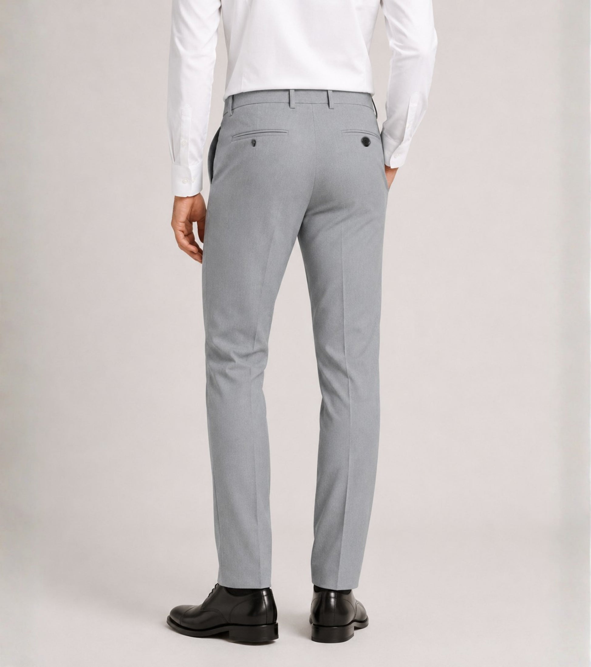 L'MONTE Men's Light Grey Slim Fit Formal Pant My Store