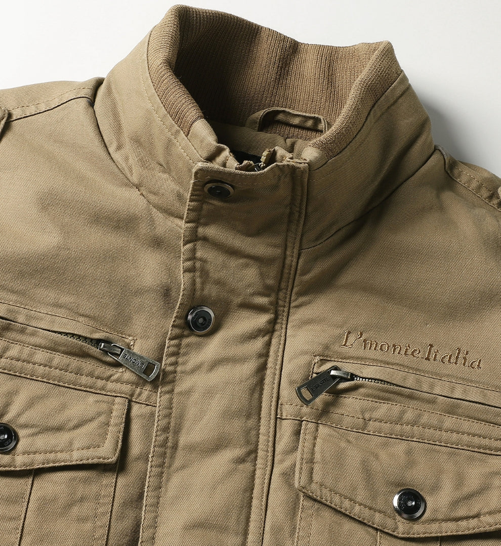 L'MONTE Men's Khaki Military-Style Cargo Winter Jacket My Store