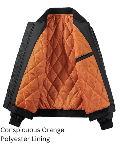 L'MONTE Men's Black Polyester Bomber Fall Jacket My Store