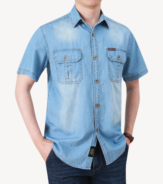 L'MONTE Imported Men's Washed Denim Shirts for Men My Store