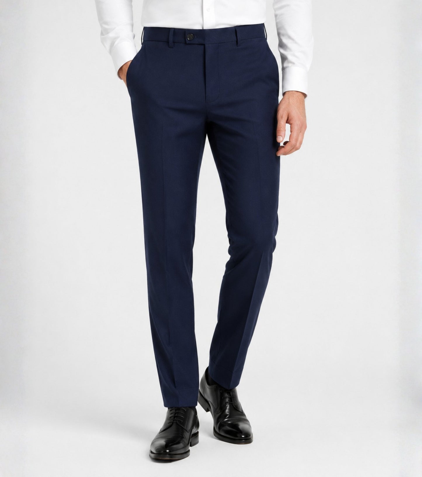 L'MONTE Men's Blue Slim Fit Formal Pant My Store
