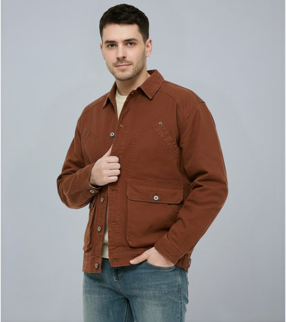L'MONTE Men's Winter-Ready Brown Canvas Jacket My Store