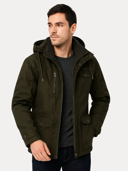 L'MONTE Men's Army Green Heavy-Duty Winter Cargo Jacket My Store