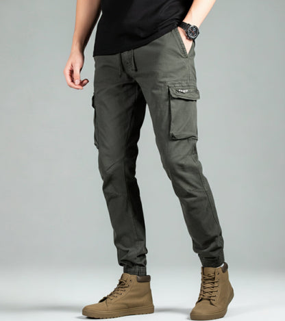 L'MONTE Men's Green Cotton Stretch Cargo Joggers Lmonte International