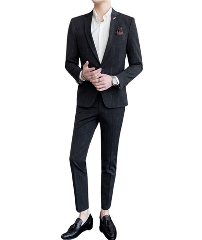 L'MONTE 3 Piece Imported Black Suit for Men - Slim Fit Formal Blazer, Vest & Pants