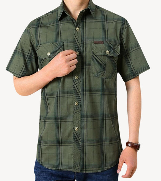 L'MONTE Imported Men's Cotton Green Casual Checkered Shirts Lmonte International