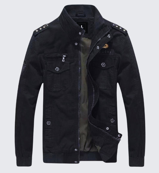 L'MONTE Men's Military-Style Black Cargo Jacket For Mild Winter My Store