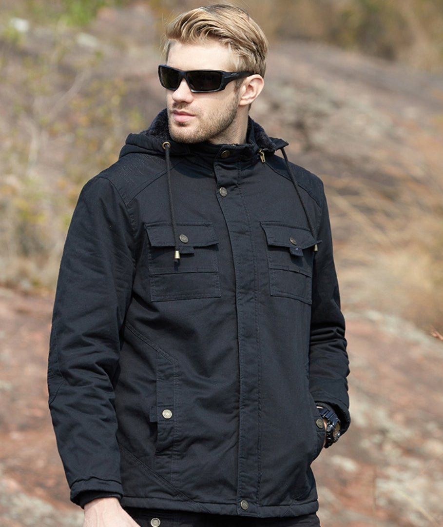 L'MONTE Men's Black Winter Jacket With Detachable Hood My Store