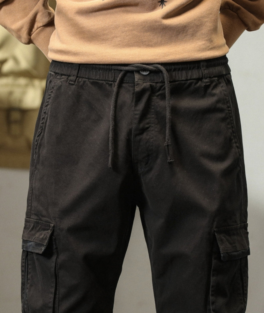 L'MONTE Imported Men's Slim Fit Casual Black Cotton Cargo Joggers My Store