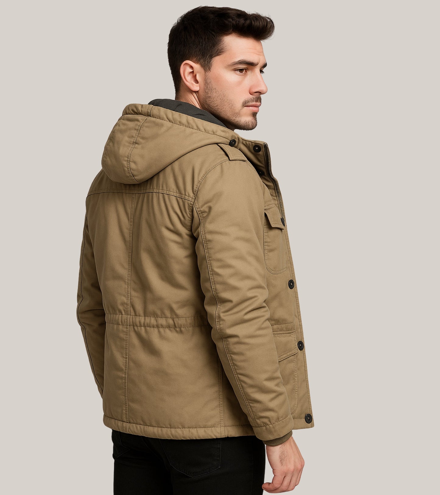 L'MONTE Men's Khaki Heavy-Duty Winter Jacket My Store