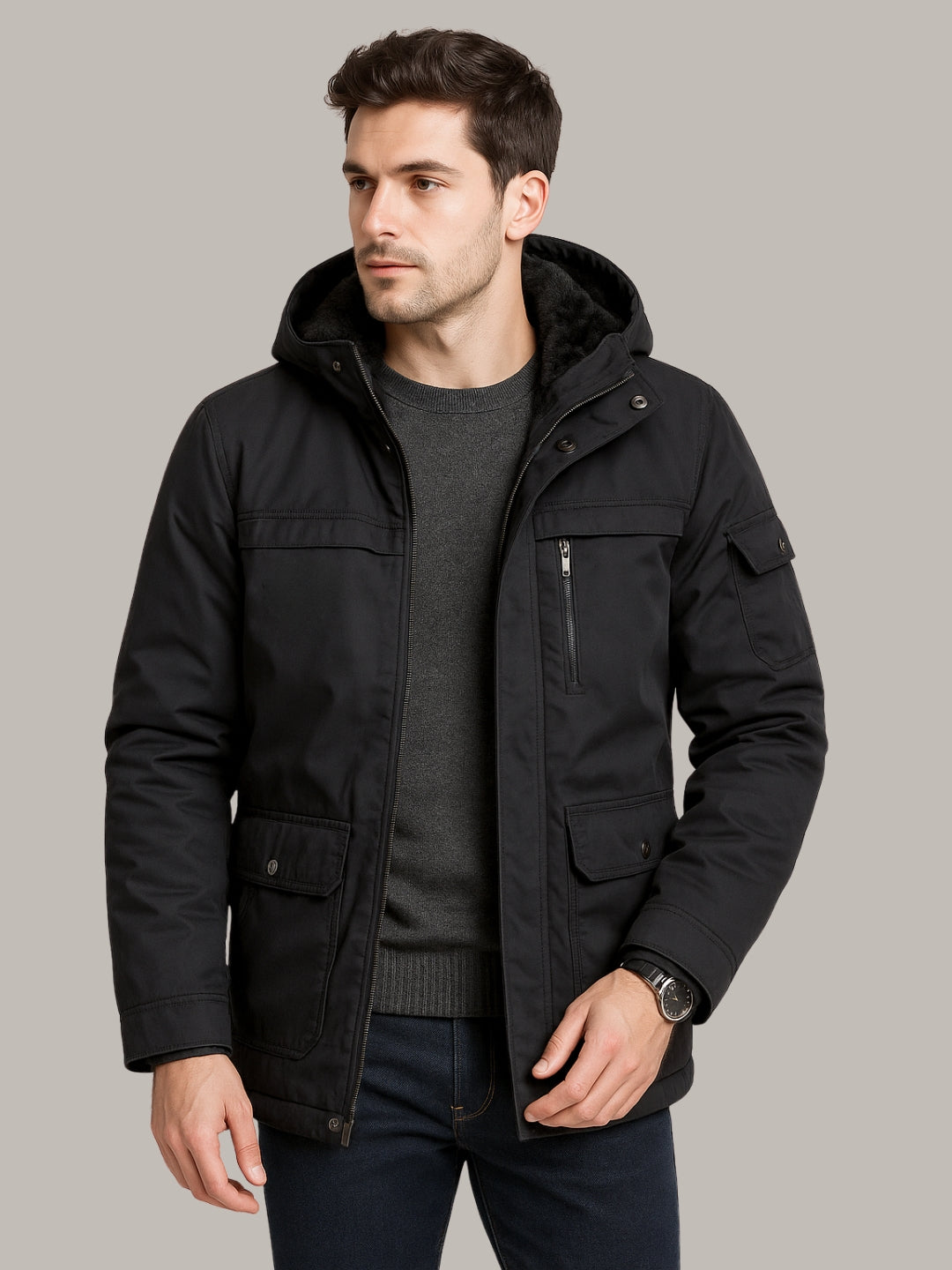 L'MONTE Men's Black Heavy-Duty Winter Jacket My Store