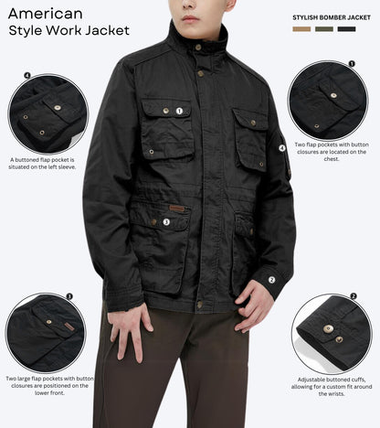 L'MONTE Men's Black Cotton Outdoor Jacket For Mild Winter My Store