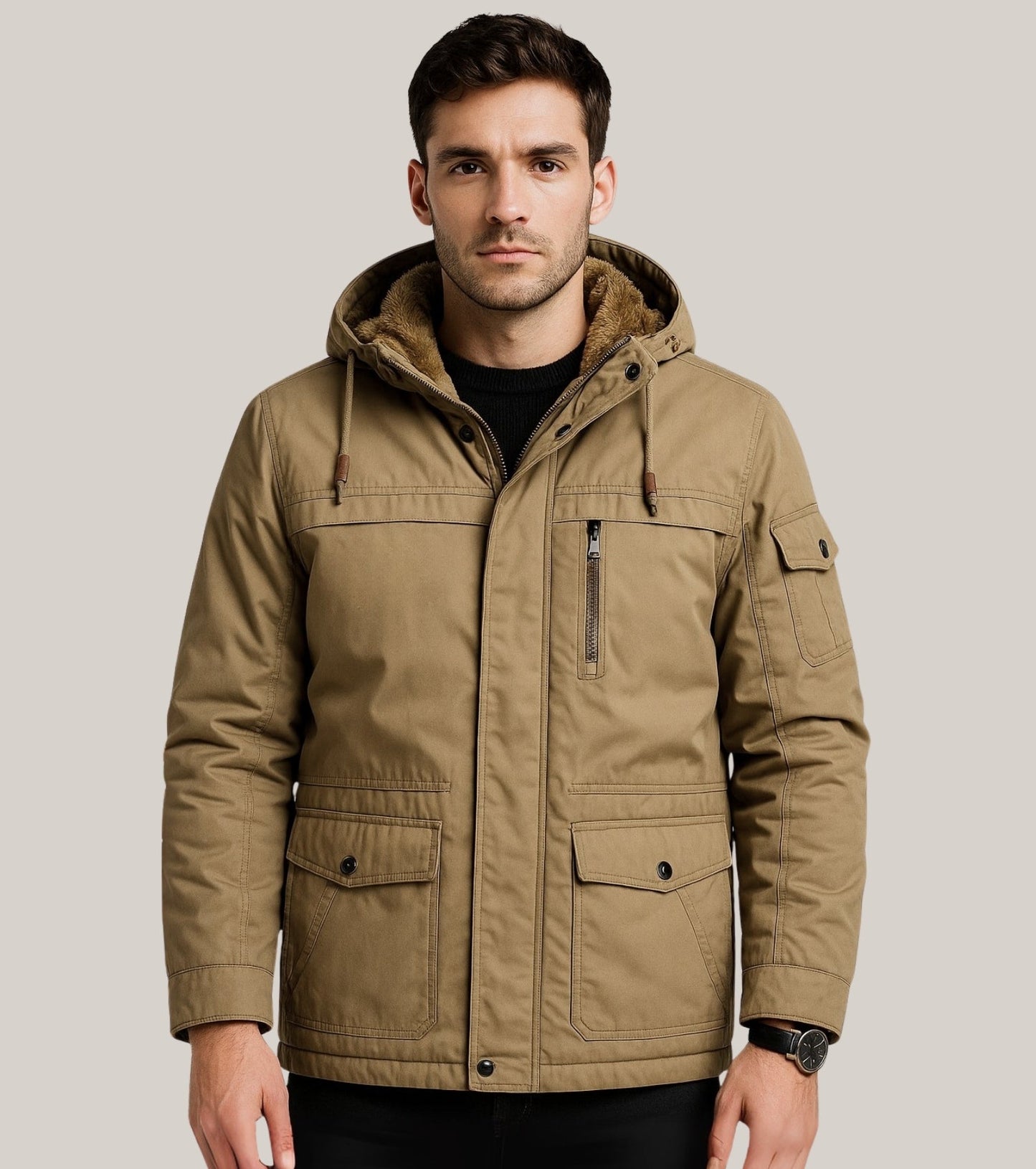 L'MONTE Men's Khaki Heavy-Duty Winter Jacket My Store