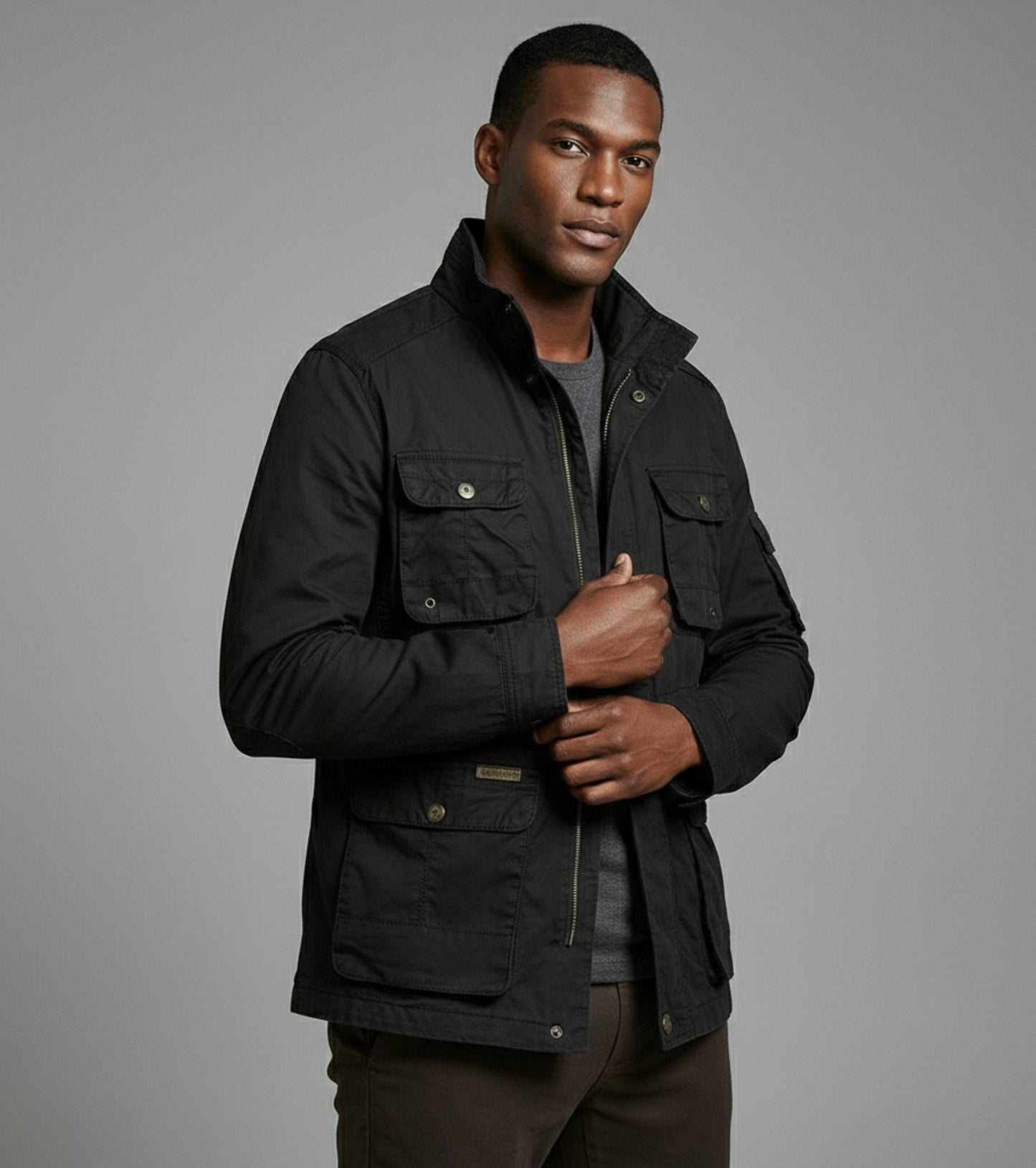 L'MONTE Men's Black Cotton Outdoor Fall Jacket For Mild Winter My Store