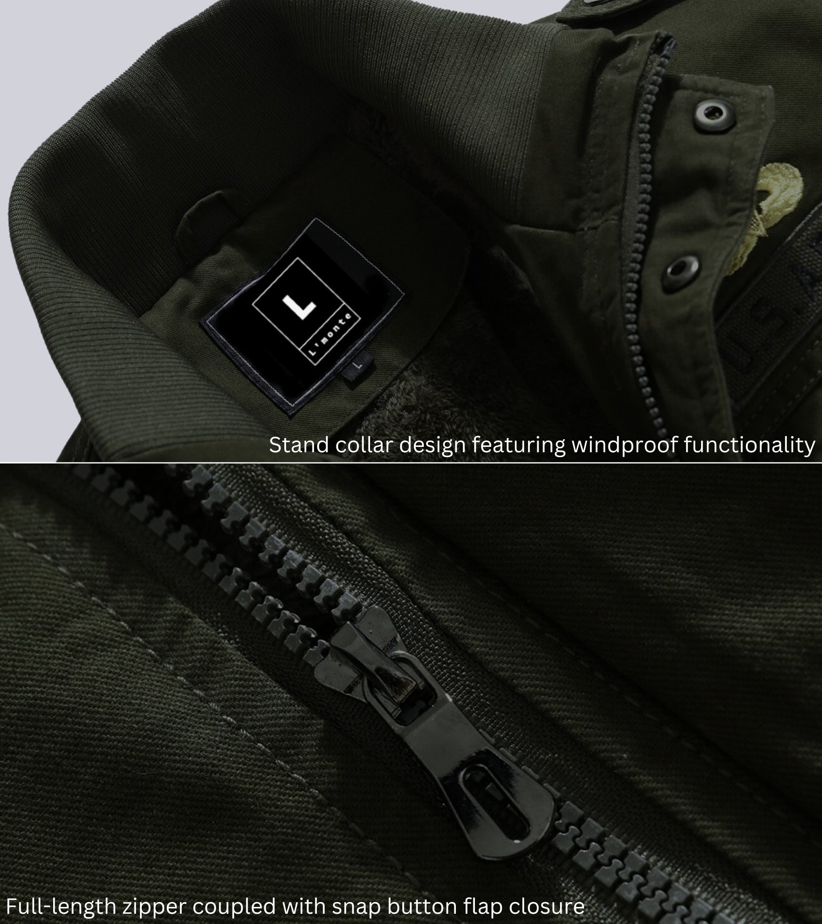 L'MONTE Men's Black Military Style Cargo Cotton Jacket My Store