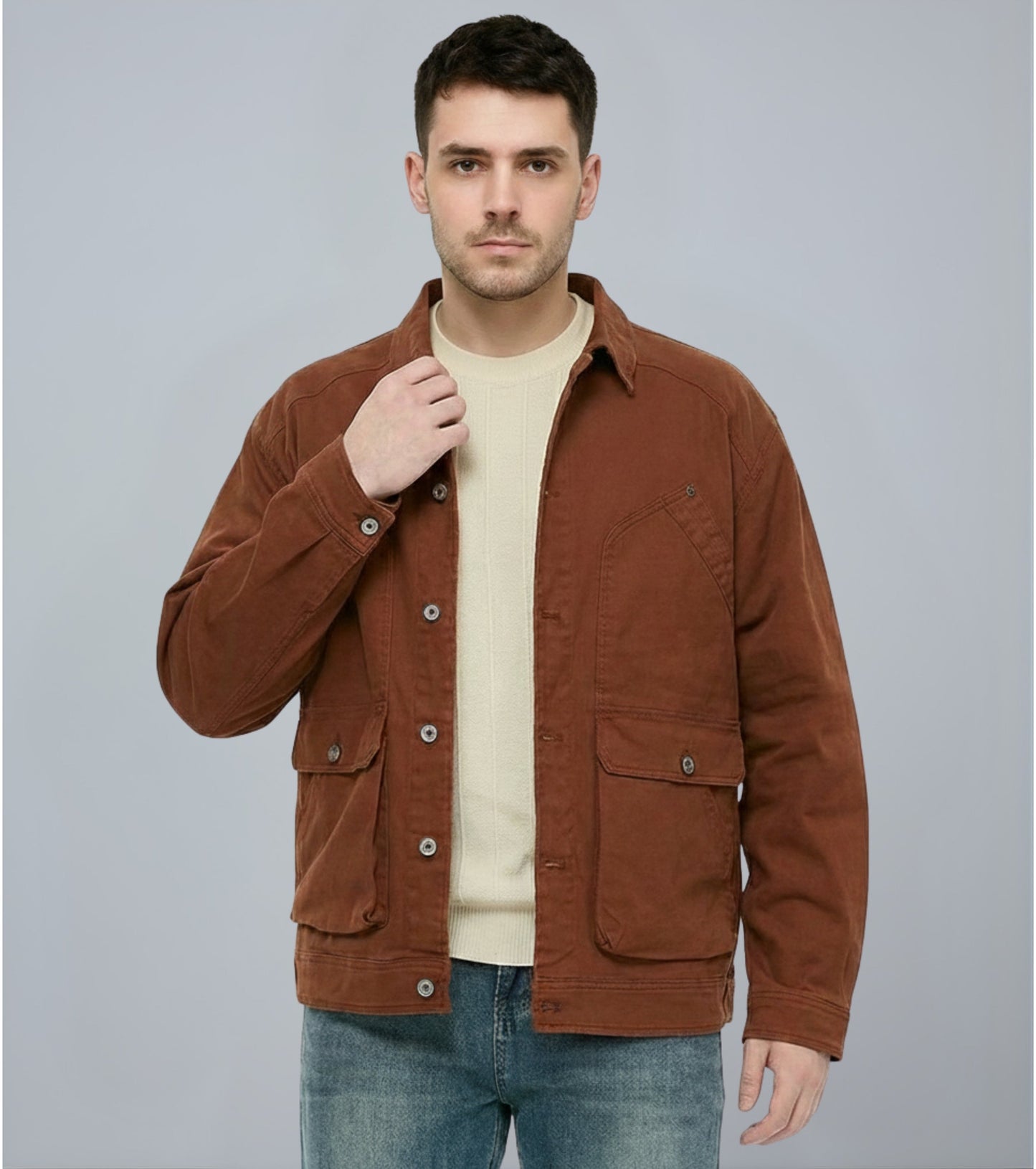 L'MONTE Men's Winter-Ready Brown Canvas Jacket My Store