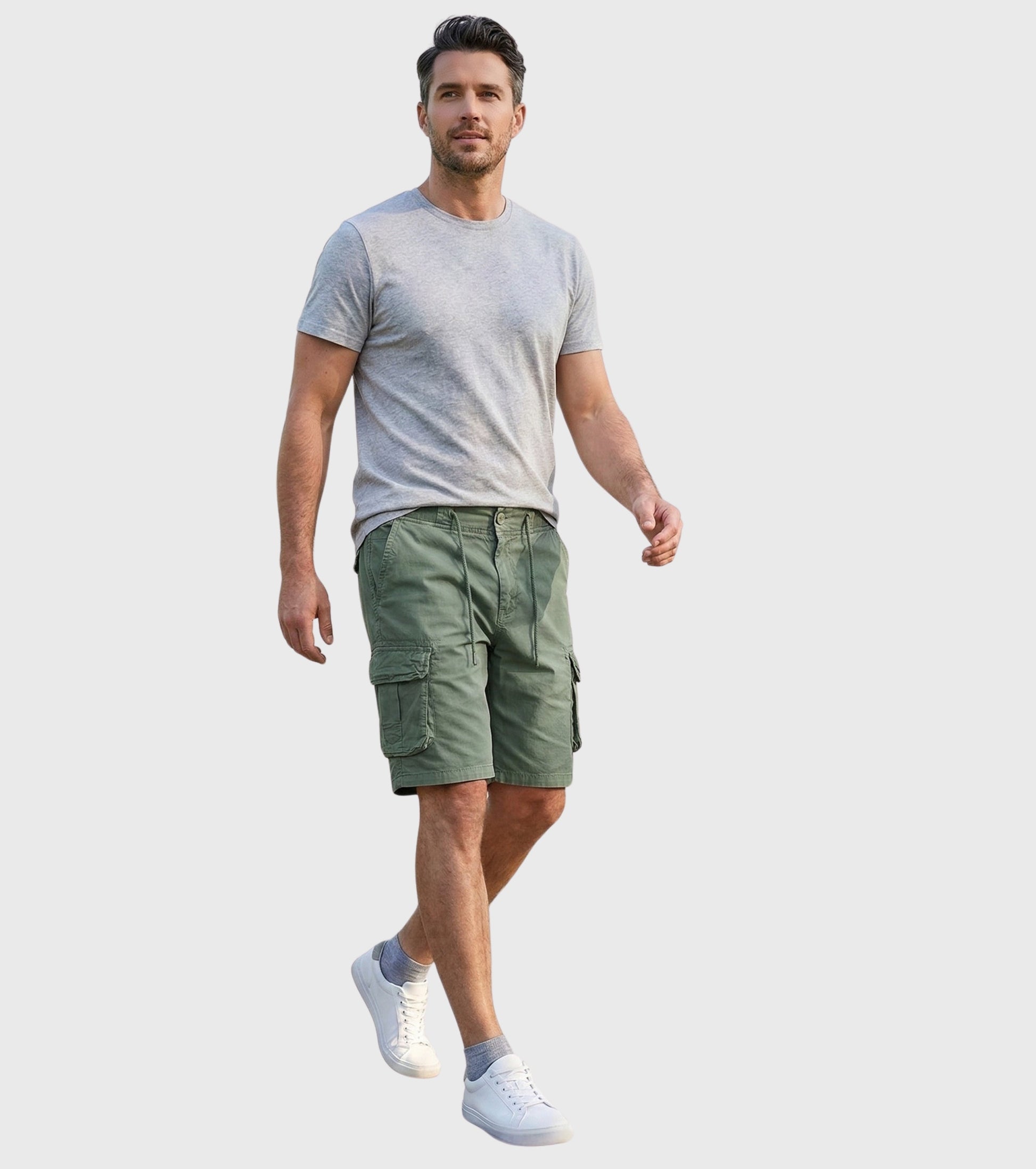 L'MONTE Imported Men's Green Slim Fit Cotton Cargo Shorts – Casual Summer Multi Pocket Outdoor Shorts Lmonte International
