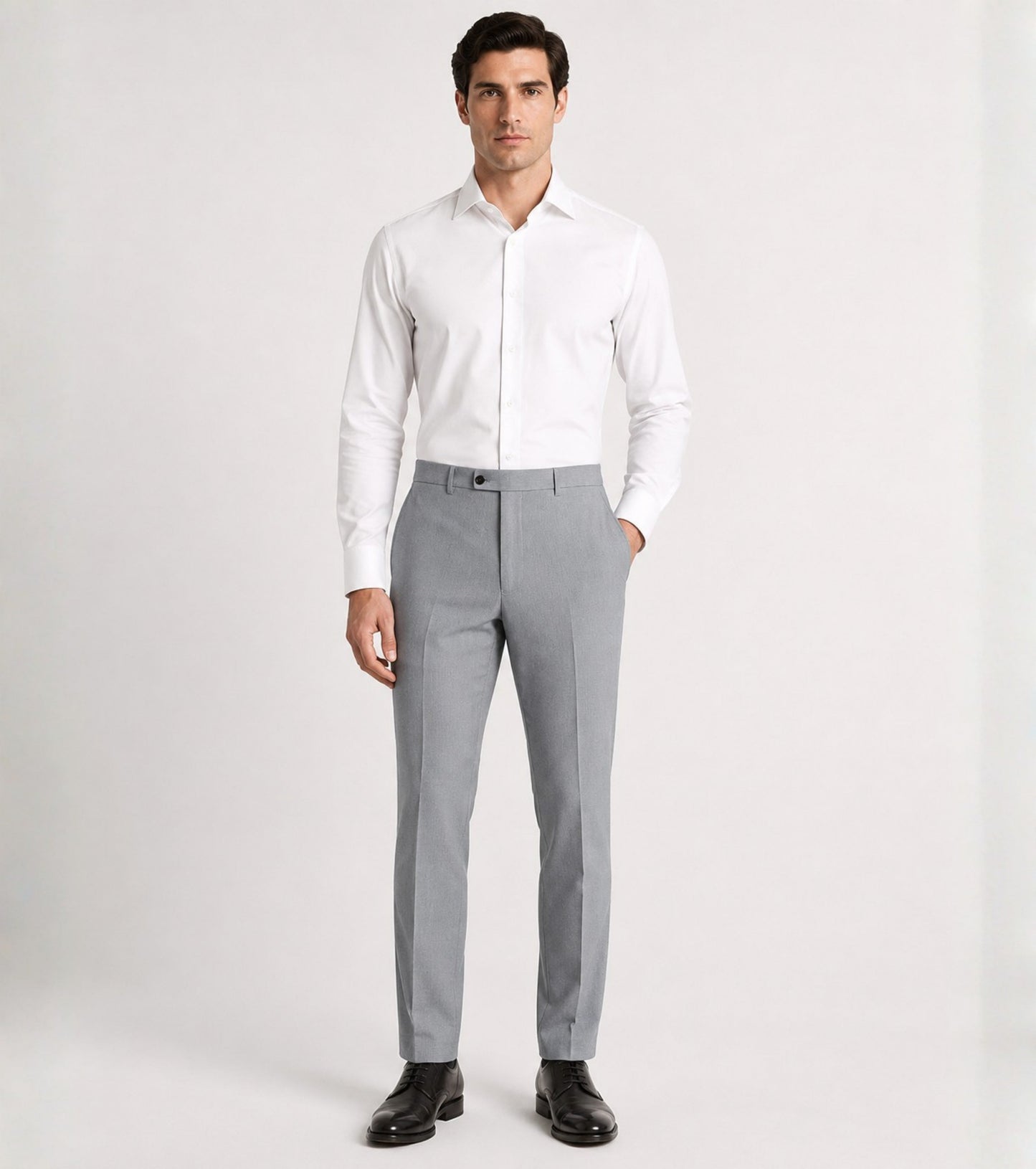 L'MONTE Men's Light Grey Slim Fit Formal Pant My Store
