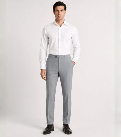L'MONTE Men's Light Grey Slim Fit Formal Pant My Store