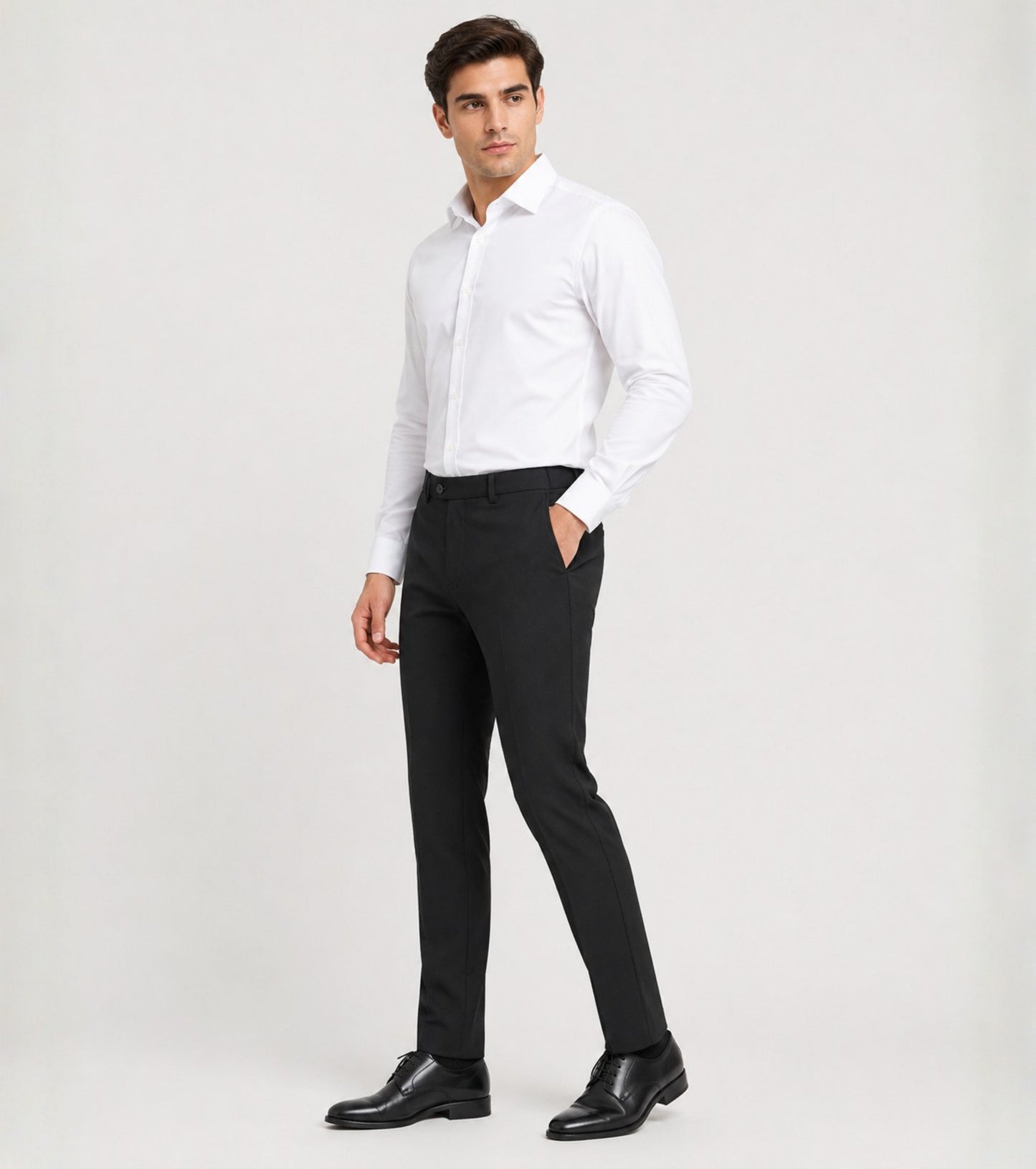 L'MONTE Men's Black Slim Fit Formal Pant My Store