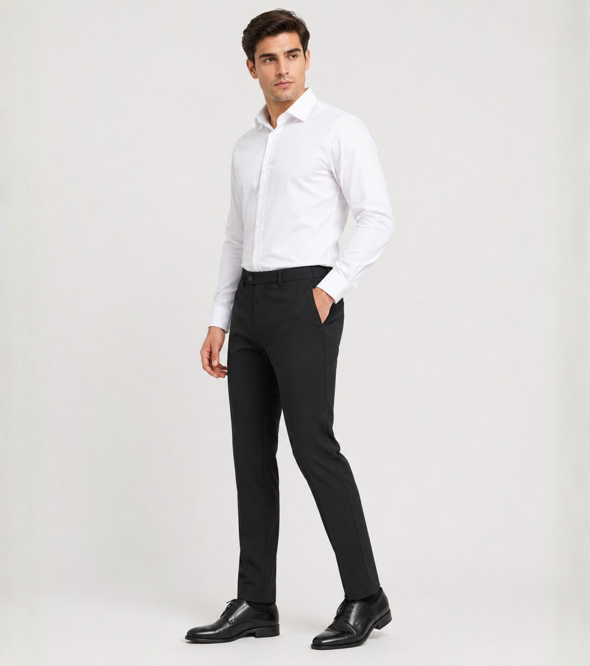 L'MONTE Men's Black Slim Fit Formal Pant My Store