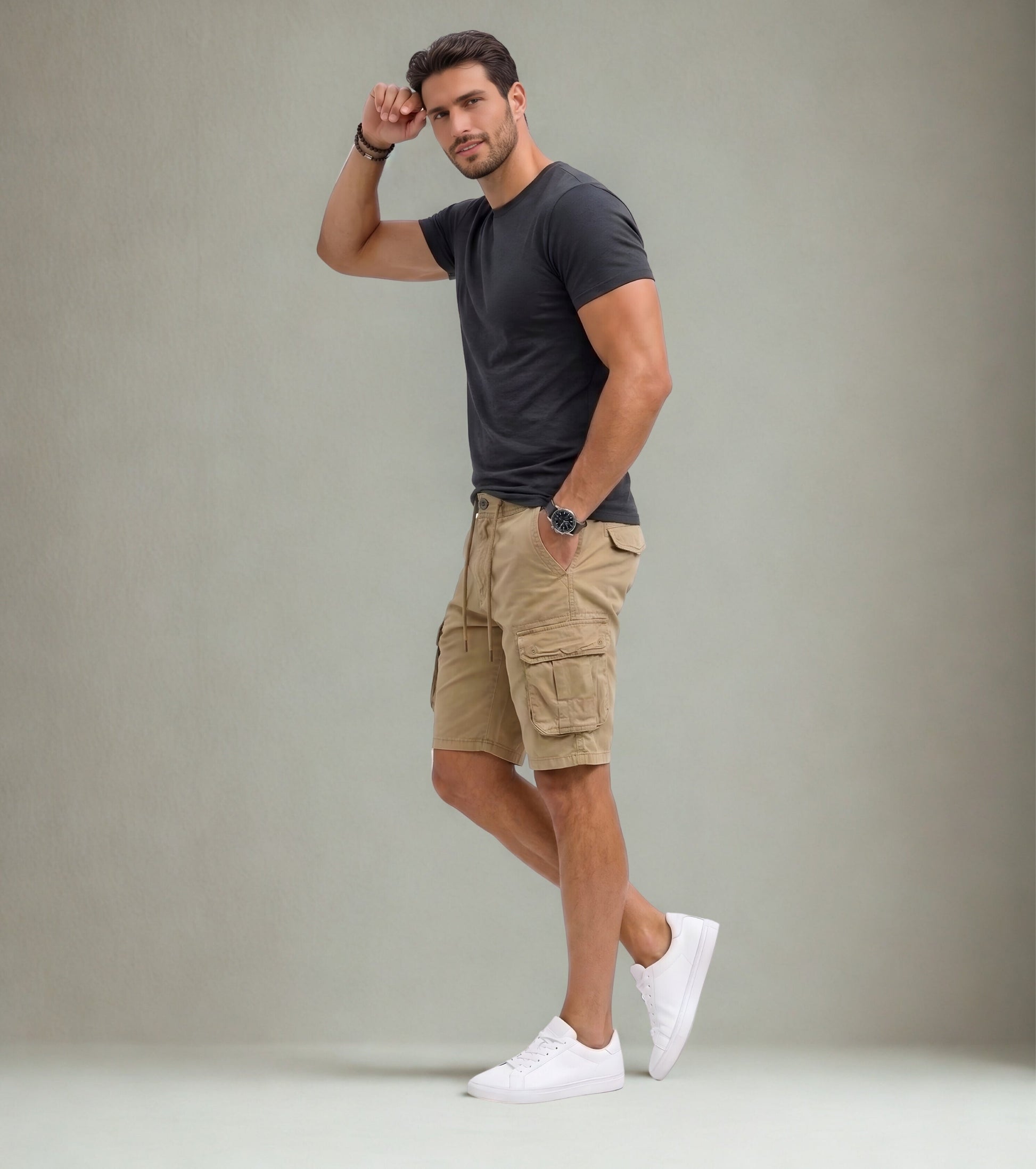 L'MONTE Imported Men's Khaki Slim Fit Cotton Cargo Shorts – Casual Summer Multi Pocket Outdoor Shorts My Store