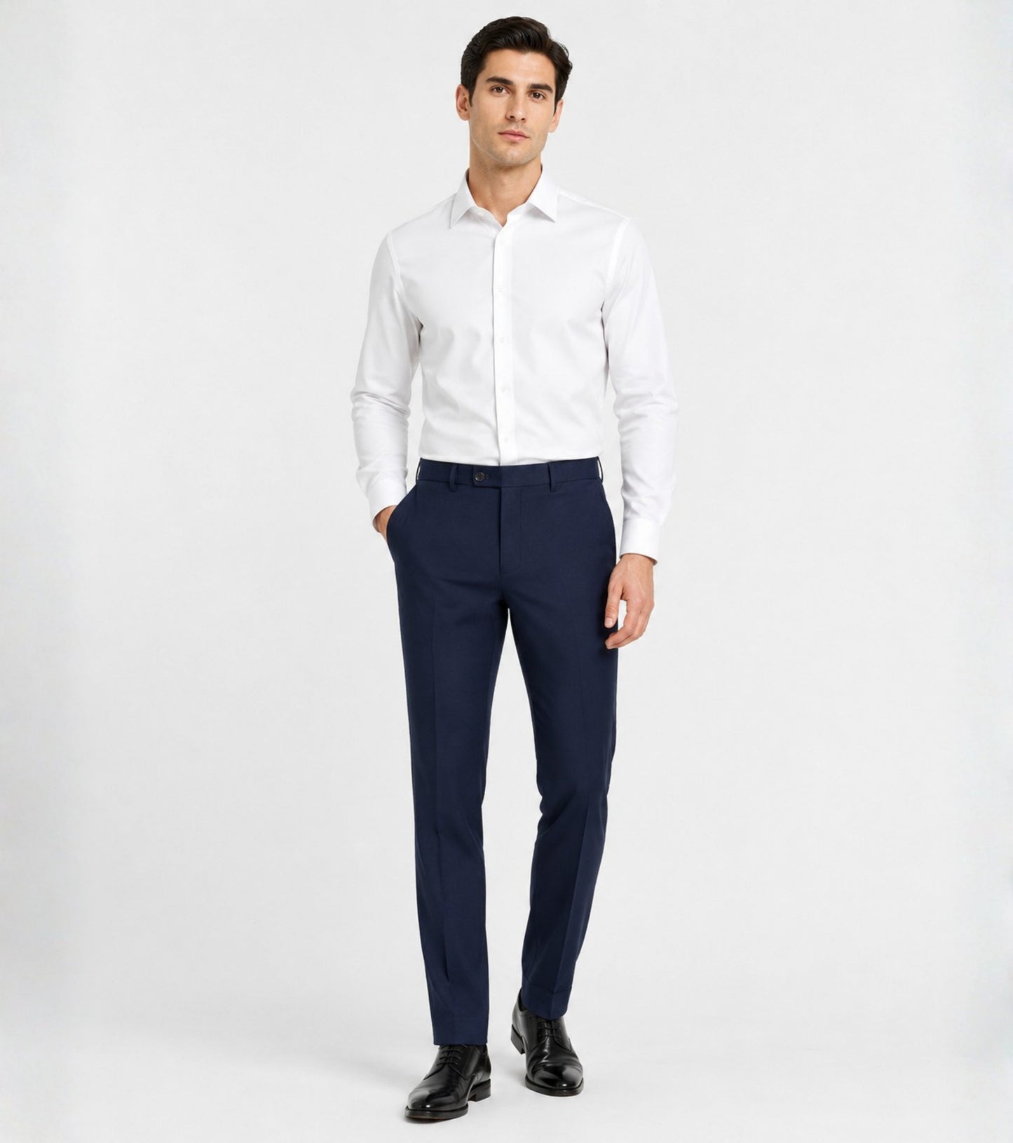 L'MONTE Men's Blue Slim Fit Formal Pant My Store
