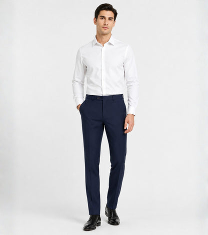 L'MONTE Men's Blue Slim Fit Formal Pant My Store