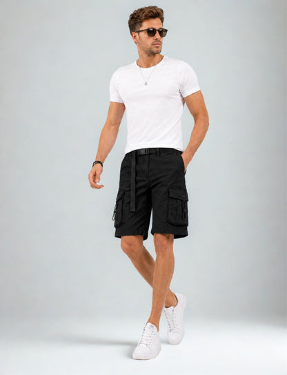 L'MONTE  Imported  Men's Multi Pocket Black Cargo Shorts My Store