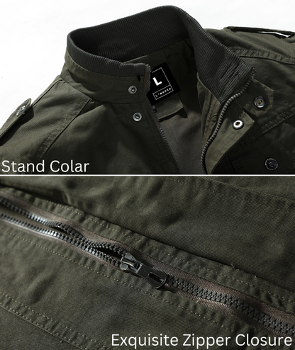 L'MONTE Men's Army Green Casual Bomber Jacket My Store