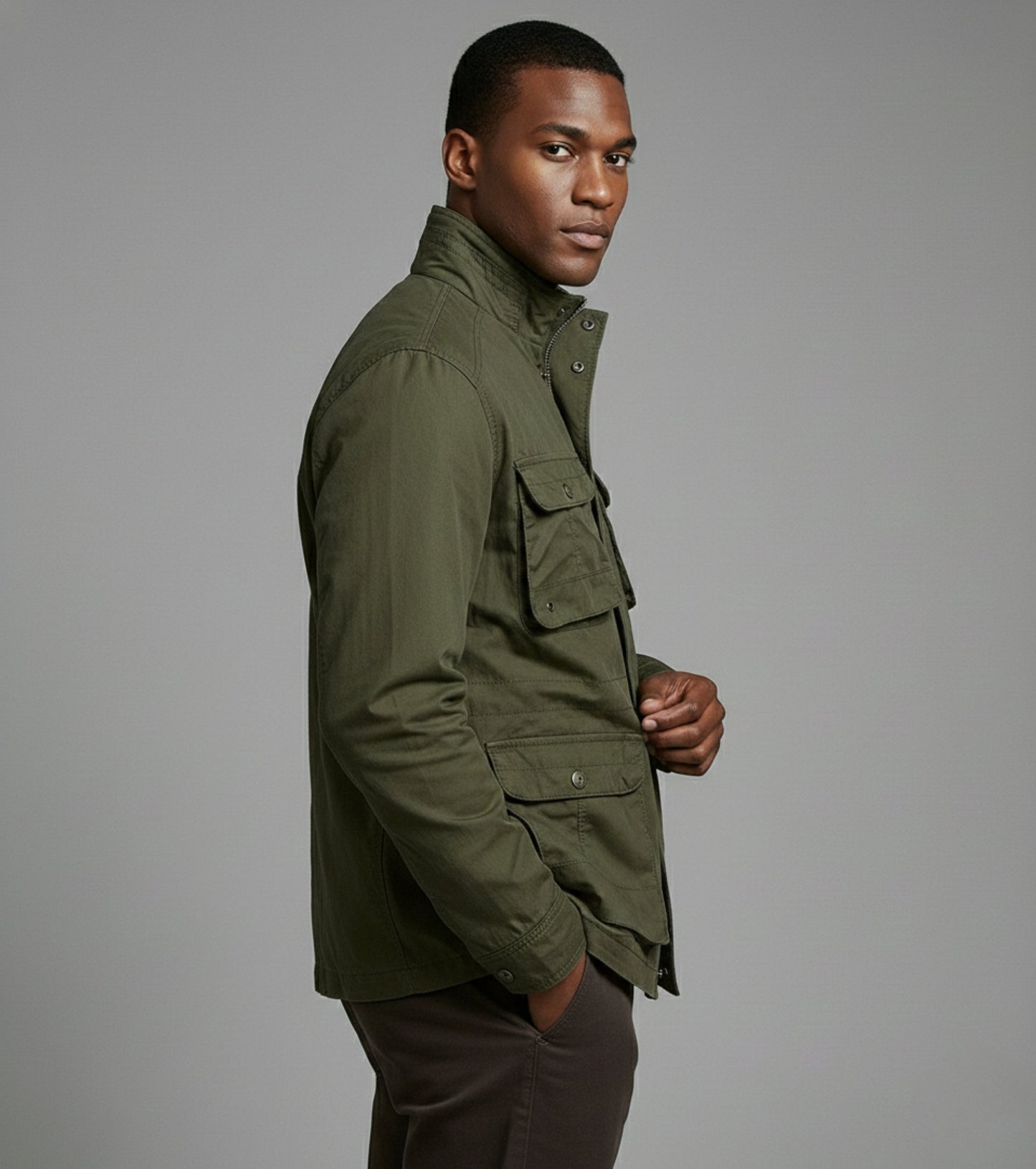 L'MONTE Men's Army Green Cotton Outdoor Fall Jacket For Mild Winter My Store