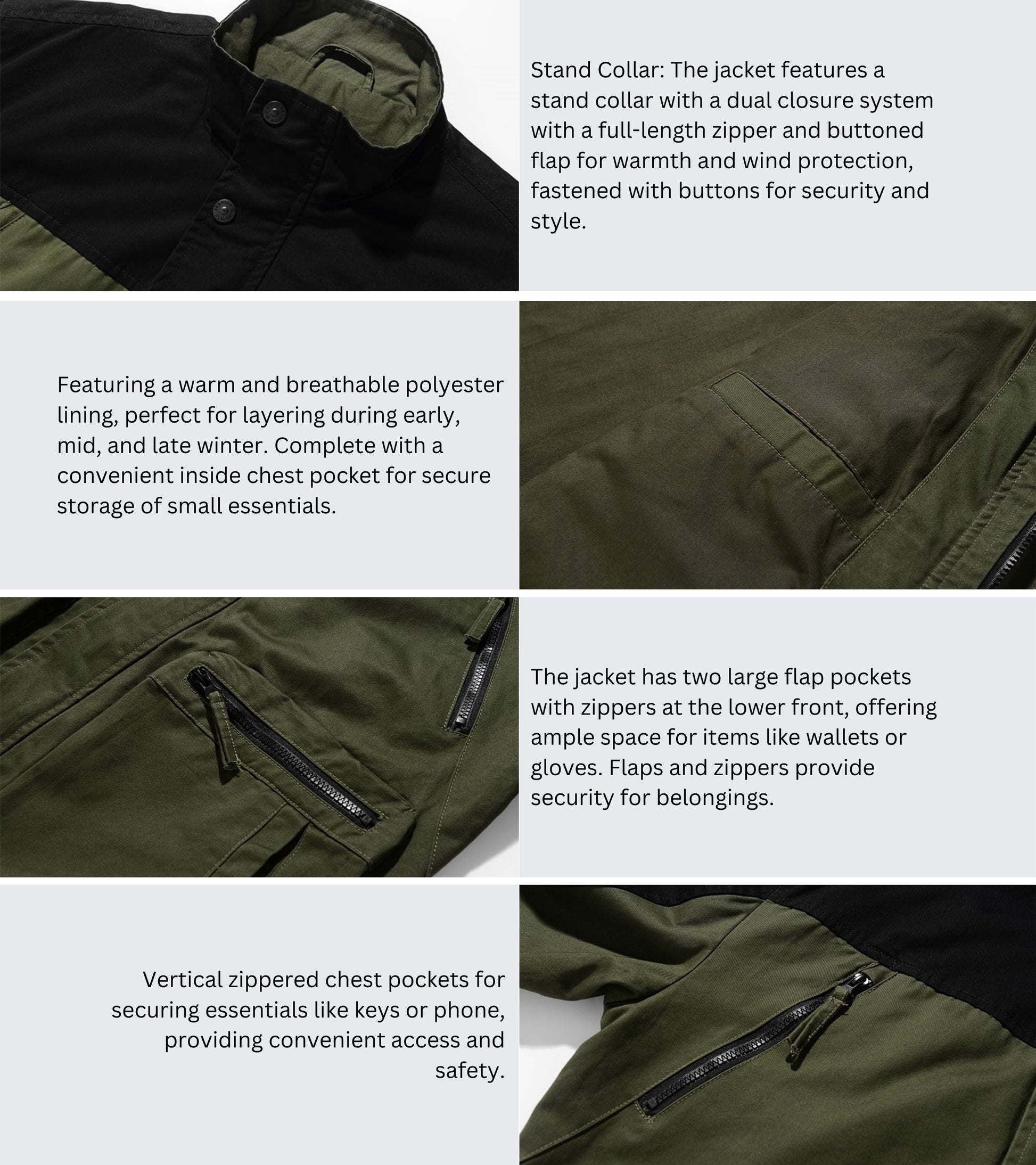 L'MONTE Men's Winter-Ready Army Green Cotton Jacket My Store
