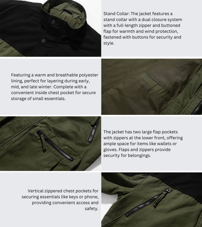 L'MONTE Men's Winter-Ready Army Green Cotton Jacket My Store